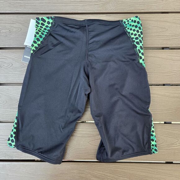 TYR Durafast Lite Swimsuit Swarm Men’s Jammer Black/ Green Sz 30 NEW - Picture 2 of 3